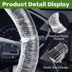 100Pcs Disposable Car Steering Wheel Covers, Universal Plastic Steering Wheel Protector with Elastic, Automotive Interior Protection Accessories for Most Vehicle Models