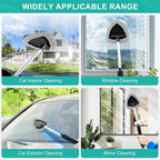 Windshield Cleaner Tool, Car Interior&Exterior Window Cleaning Tool with Extendable Handle & 4 Reusable Microfiber Pads, Auto Glass Wiper Brush Kit for Cars (Grey)