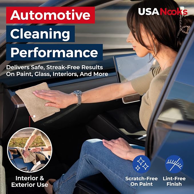 Microfiber Cleaning Cloth - Beige - 24Pcs (12.5x12.5 inch) High Performance - 1200 Washes, Ultra Absorbent Car Towel Traps Grime & Liquid for Streak-Free Mirror Shine - car Washing Cloth
