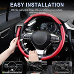 3pcs Carbon Fiber Anti-Skid Steering Wheel Cover, Waterproof & Segmented Butterfly Design, Universal 99% Vehicle Wheel Cover Protector, Car Interior Accessories (Red-3pcs)