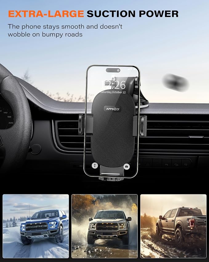 Car Phone Holder Mount for Dashboard & Windshield, Hands-Free Cell Phone Holder for Car, Compatible with iPhone Samsung All Phones, Ideal for Delivery & Uber Drivers, Fleet Vehicles