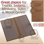 Registration and Insurance Card Holder - Car Organizer - Brown | Vehicle Glove Box Document Organizer, Auto Essential Paperwork Holder for Contact Information Cards, Interior Car Accessories