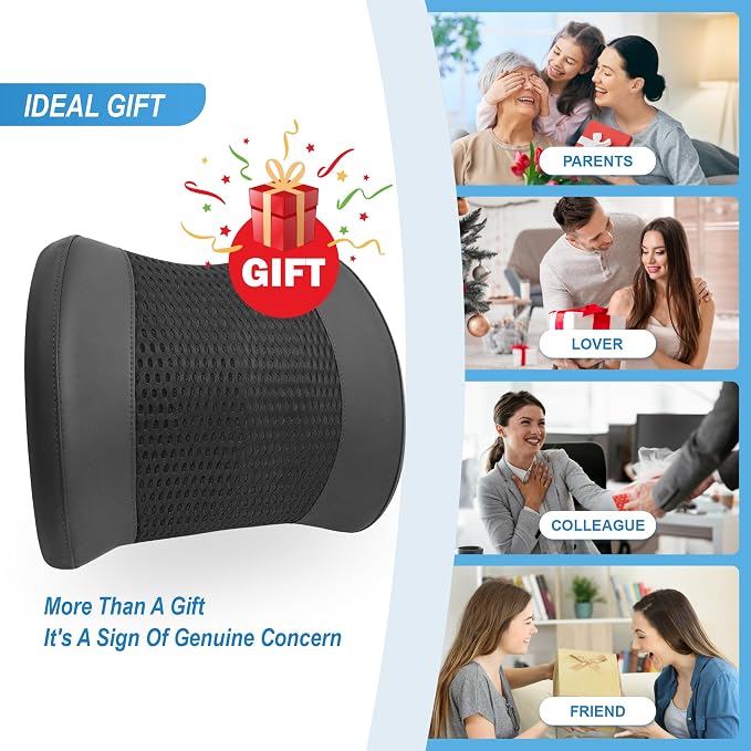 Lumbar Support Pillow for Car, Car Seat Back Support for Driving | Memory Foam Car Lumbar Support for Driving, Car Back Cushion, Adjustable Straps, Lower Back Pillow, Breathable 4D Mesh, Black