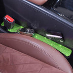 Green Bling Car Seat Gap Filler, Set of 2 Handmade Crystal Rhinestone Diamond Green Car Gap Filler Fit for Car Truck SUV Lime Green Bling Car Accessories(Grass Green)