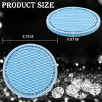 4PCS Bling Cup Holder Coaster, 2.75 Inch Auto Car Cup Holder Insert Coasters, Soft Silicone Anti-Slip Shockproof, Universal Vehicle Interior Accessories for Women Girls (Light Blue & White)