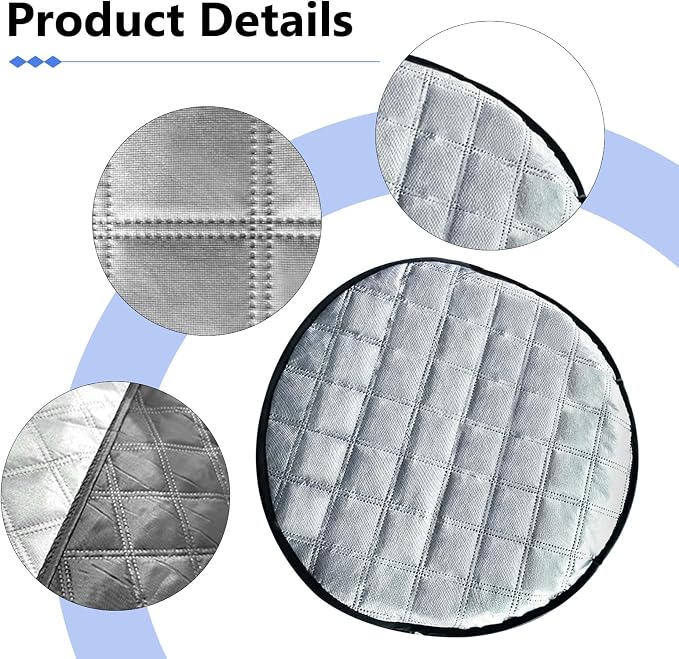 Car Steering Wheel Cover Sun Shade, 16.93" Thickened Aluminum Film Steering Wheel Protector, Slip-on Installation, Universal for Car SUV Truck Van (Silver)