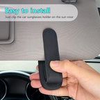 2 Pieces Sunglass Holder for Car Visor Clip, Magnetic Leather Eyeglass Hanger Clip for Car, Square Car Visor Accessories (Black)