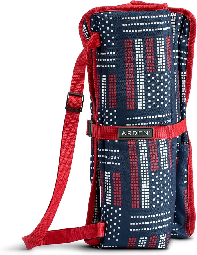 Heated Stadium Seat, Foldable, Lightweight with Carrying Strap, Foam Cushion for Comfort, Adjustable, Back Support, Multi-Functional Use As Stadium Seat or Seat Pad, Patriotic/Red