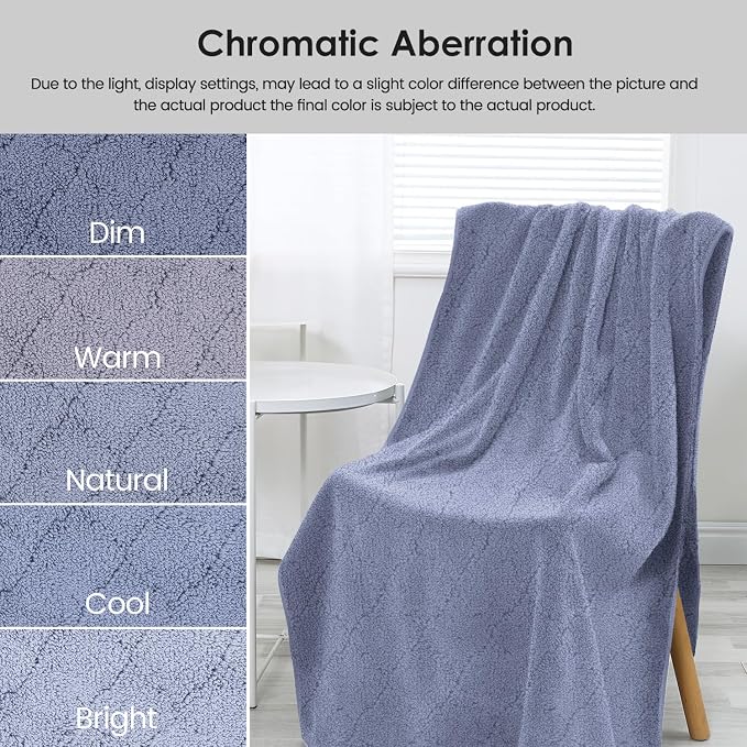 Microfiber Bath Towels, Ultra Soft, Super Absorbent, Fast Drying, No Fading, Large Body Towel Set for Shower, Gym, Sauna, Sport, Travel, Fitness, SPA,Yoga (Coral Fleece Blue, 30 in x 60 in)
