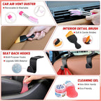 52PCS Car Detailing Kit Auto Cleaning Tools Wash Set with Storage Carry Bag Home Use for Interior Exterior Deep Clean Polish Car Care Windshield Dashboard Seat Air Vents Wheels Tires, Red