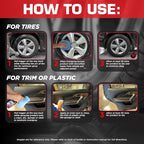 120230 Tire Trim Plastic Dressing, Medium Shine, Streak-Free, Water Resistant & Non-Greasy Formula for Tires, Trim & Plastic, Lasts Up to 2 Weeks - 16 Fl Oz