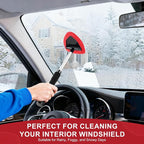 Windshield Cleaner Tool, Car Interior&Exterior Window Cleaning Tool with Extendable Handle & 4 Reusable Microfiber Pads, Auto Glass Wiper Brush Kit for Cars (Red)
