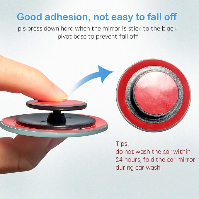 2pcs Blind Spot Mirror, 360 Degree Adjustabe HD Glass, 2" Round HD Glass Convex Rear View Mirror, for any Car, Van, Suv and Trucks.