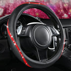 Bling Diamond Black Leather Steering Wheel Cover, Studded Crystal Rhinestones Universal Fit 14" 1/2-15" Glitter for Women Sparkle Girl Fit Suvs,Vans,Sedans,Car,Trucks, Red Diamond