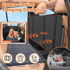 Hard Bottom Car Seat Cover for Dog swith Removable Soft Blankets,Scratch-Proof and Anti-Slip Car Dog Hammock for Large Dogs Brown for Car, SUV