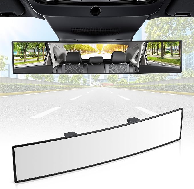 Interior Rearview Mirrors, 16 Inch Universal Panoramic Car Rear View Mirror Accessories, Wide Angle Reduce Blind Spot Effectively for Car, Jeep, Truck, Motorcycle, Tractor, ARB, ATV, SUV, RV