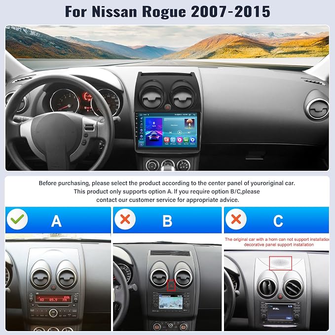 4G+64G Andriod Car Radio for Nissan Rogue 2007-2015 with CarPlay Android Auto 9 Inch Incell Touch Screen with GPS Navigation WiFi Backup Camera Mic