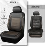 Piping PU Leather Car Seat Cover Full Set,Inside Zipper Design and Reserved Opening Holes,Airbag Compatible,Universal FIT for Car, SUVs,Van,Small Trucks（Full Set, Black & Gold）