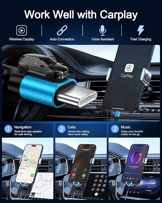 2Pack Carplay Cable for iPhone 17 USB A to USB C Braided Fast Charging Cord | for Apple 17e/17/Air/17Pro/17Pro Max/16e/16/16 Pro/16 Plus/16Pro Max/15/15Pro/15Plus/15Pro Max 3FT Car Play Charger Cable