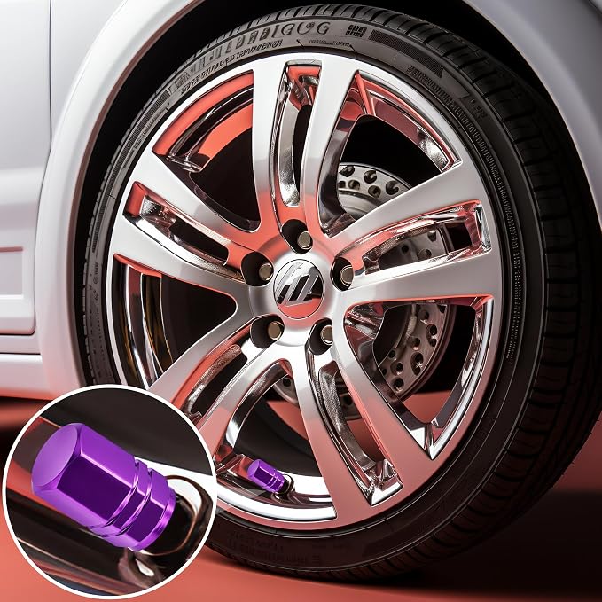 12PCS Tire Valve Stem Caps, with Rubber O-Ring, Corrosion Resistant Leak-Proof, Aluminum Alloy Universal Wheel Valve Covers for Cars, SUV, Trucks, Bikes, Motorcycles, Bicycles(Purple)