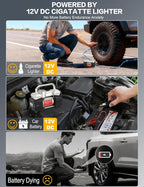 Heavy Duty Tire Inflator 12V Portable Toolbox Air Compressor Pump | with Tire Repair Kit,6X Faster Inflation Dual Cylinder Air Pump LED Light for Cars,SUV,Truck,Pickup,Balls,RV,Van,Camper
