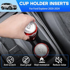 Cup Holder Insert for Ford Explorer 2020 2021 2022 2023 2024 Accessories Center Console Non-Slip TPE Cup Holder Protector Organizer Interior Decoration for Ford Explorer Black
