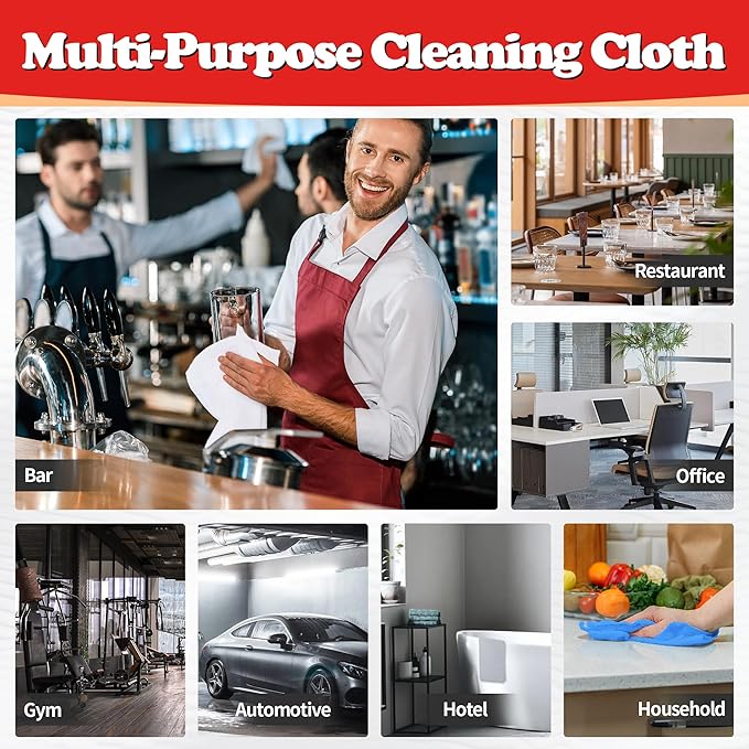 Shop Towels, Microfiber Cleaning Cloth Bulk, 24 Pack Microfiber Towels for Cars, All-Purpose Absorbent Cleaning Rags, Dust Cloth for Automotive, Mechanic, Garage, Bar, 11.5 x 11.5 inch