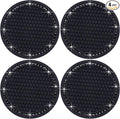 4PCS Bling Cup Holder Coaster, 2.75 Inch Auto Car Cup Holder Insert Coasters, Soft Silicone Anti-Slip Shockproof, Universal Vehicle Interior Accessories for Women Girls (Black)