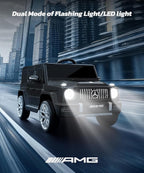 Licensed Mercedes-Benz AMG G63 Ride on Toys,12V Ride on Car with Remote Control,Rechargeable Battery,Flickering Lights/LED Lights, Bluetooth,Music, Soft Start, Low Battery Prompt,Dark Black