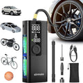 Tire Inflator Portable Air Compressor - Air Pump For Car Tires with Digital Pressure Gauge, LED Light and Auto Shut-Off Function - Cordless Pump for Car, Motorcycle, Bicycle, Ball