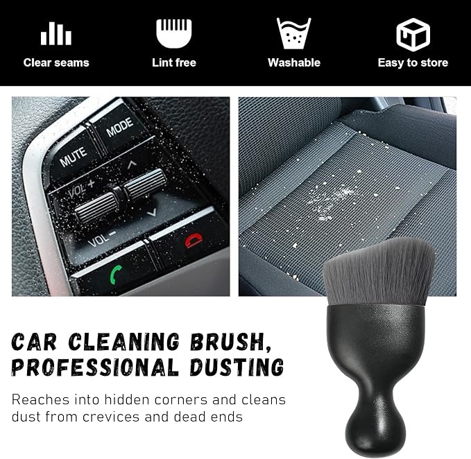 Car Detailing Brush, Curved Soft Bristles Auto Removal Dust Collectors, Universal Vehicle Dashboard, Air Conditioner Vents etc Interior Cleaning Tool Accessories (Gray)