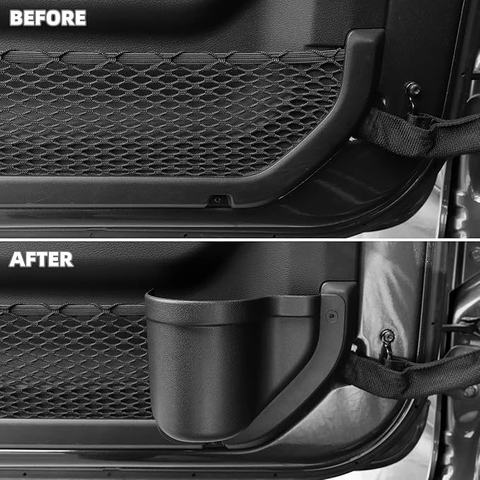 for JL Front Door Side Insert Storage Box Fit for 2018-2026 Jeep Wrangler JL JLU 2/4-Door, Door Organizer Pockets Cup Holders Interior Storage Expansion Accessories