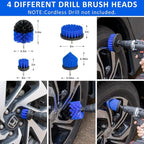 27Pcs Car Detailing Brush Set, Car Detailing Kit, Auto Detailing Drill Brush Set, Car Detailing Brushes, Car Wash Cleaning Tools Kit for Interior, Exterior, Wheels, Blue