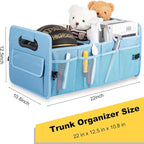 Car Trunk Organizer, Car Organizers and Storage Collapsible Multi Compartment Container Box, Adjustable Car Accessories for SUV Sedan Truck, Standard Size, Light Blue