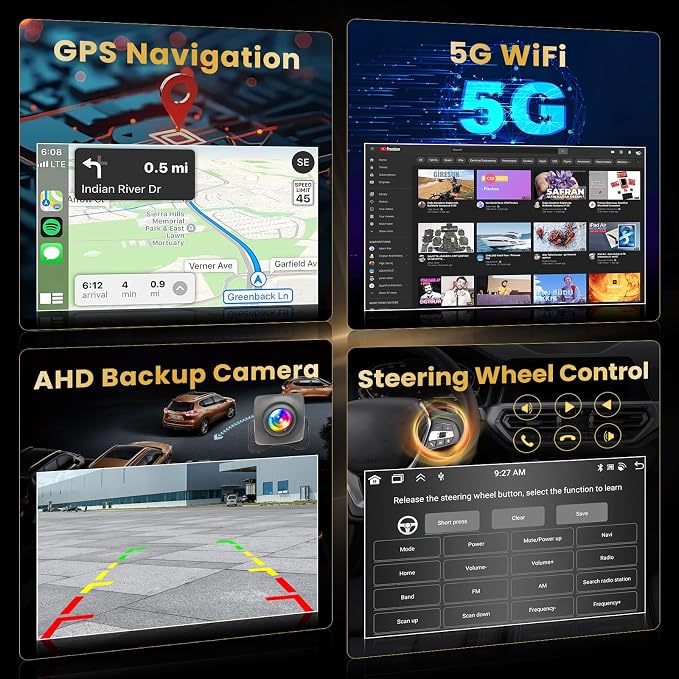 8 core 4+64G Android 15 Car Radio for Honda Odyssey 2005-2010 Stereo, 10.1 inch Screen with Wireless CarPlay Android Auto GPS Navigation WiFi Bluetooth Mirror Link DSP FM RDS + Backcup Camera