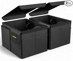 Car Trunk Organizer - 35L Collapsible Trunk Organizer with Lid, Sturdy Car Storage for SUV Auto Truck Van (Black, 2Pack)
