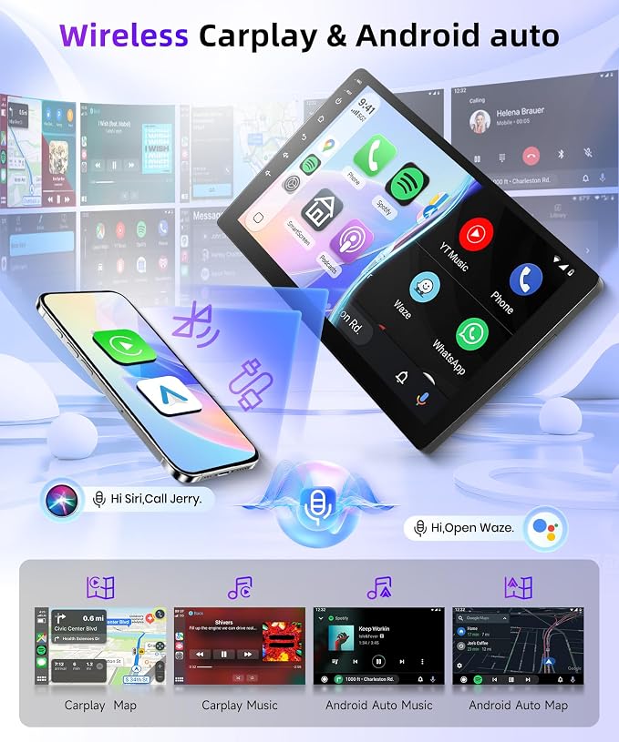 5Ghz WiFi Car Radio Stereo for Toyota Corolla 2009-2013 2+64G, 9" Touch Screen/Android 15/Wireless CarPlay/Android Auto/DSP EQ/GPS/Bluetooth/FM/RDS/SWC/HD Backup Camera