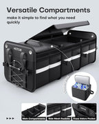 Trunk Organizer - 3-Compartment Car Organizer and Storage with Cooler Bag, Foldable Car Storage Organizer for SUV with Handles & Strap for Shopping, Picnic, 33.1" x 13.0" x 11.8", Black
