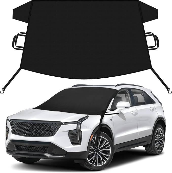 Car Snow Cover Compatible for Cadillac XT4 | Windshield Cover for Ice and Snow with S-Hook Straps | Heavy-Duty 600D Oxford Winter Car Cover, Waterproof & Anti-Slip