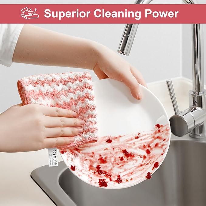 108 Packs Microfiber Cleaning Cloths, 10" x 10" Reusable Kitchen Towels, Lint-Free Cleaning Rags, Super Absorbent Cleaning Cloths for Kitchen, Car, and Household Cleaning, Pink