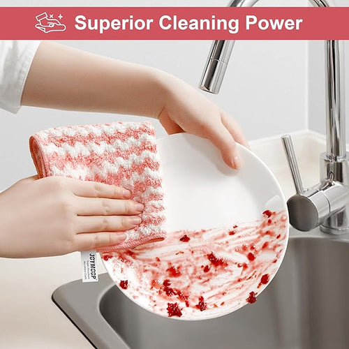 108 Packs Microfiber Cleaning Cloths, 10" x 10" Reusable Kitchen Towels, Lint-Free Cleaning Rags, Super Absorbent Cleaning Cloths for Kitchen, Car, and Household Cleaning, Pink
