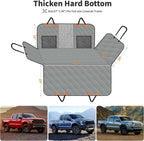 Dog Seat Cover Hard Bottom, 3-Section Design, Waterproof Non-Slip Dog seat Extender for Large Dogs, Fit Full-Size Truck & SUV, +45% Extra Space, Grey