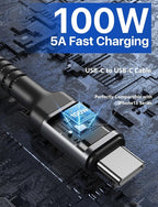 Extra Long USB C to USB C Cable 15FT, 100W USB C Cable Fast Charging, Upgraded Extra Durable Braided USB C Cord for iPhone 17 16 15 Pro Max, MacBook Pro, Samsung Galaxy S10 S9 Plus, LG and More-1Pack
