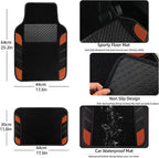 10 Pcs Car Floor Mats Full Set & Sport Leather Steering Wheel Cover 14.5-15 inch, Center Console Cover, Seat Belt Cushion, Cup Holder Coaster, Universal Automobile Interior Sets (Brown)