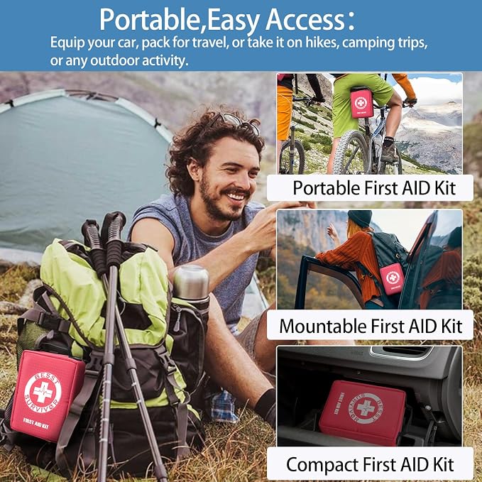 Premium First Aid Kit - Waterproof Molle Medical Bag with Color-Coded Compartments, with Israeli Bandage, Rescue Blanket & CPR Mask for Home, Car, Hiking, Camping & Outdoor Emergencies