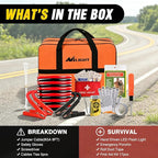Car Emergency Kit with Jumper Cable, First Aid Kit Safety Assistance Tools for Travel Camping Outdoor Cars Truck SUV RV, Roadside Essentials with Flash Light