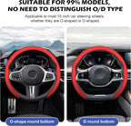 Frani Nappa Leather Steering Wheel Cover,Universal Fit 15 Inch-Premium Non-Slip Breathable Comfort Grip for Cars Trucks SUVs,Anti-Slip Durable Interior Upgrade Red