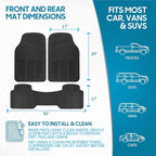 ProLiner Car Floor Mats for Cars Trucks SUV, 3-Piece All-Weather Heavy Duty Rubber Liners with Universal Trimmable Fit, Durable Waterproof Vehicle Auto Floor Mats with Capture Ridges Black