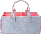 Mr. Pen- Baby Diaper Caddy Organizer, Gray, Pink Inside | Nursery Storage Bin and Car Organizer for Diapers and Baby Wipes