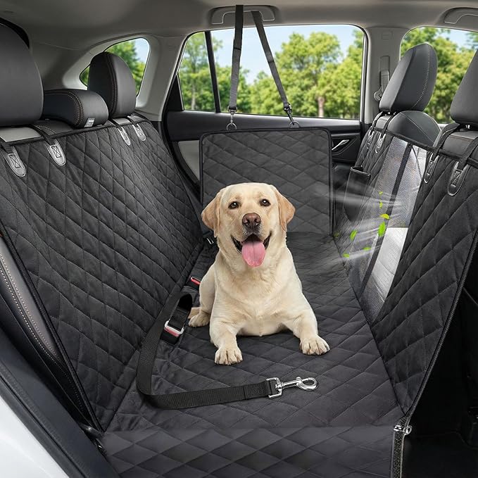 Dog Car Seat Cover, Heavy Durable Dog Seat Cover for Back Seat, 100% Waterproof Scratch Proof Nonslip Dog Hammock for Car with Side Flap, Pet Back Seat Covers Large 60" W x 64" L